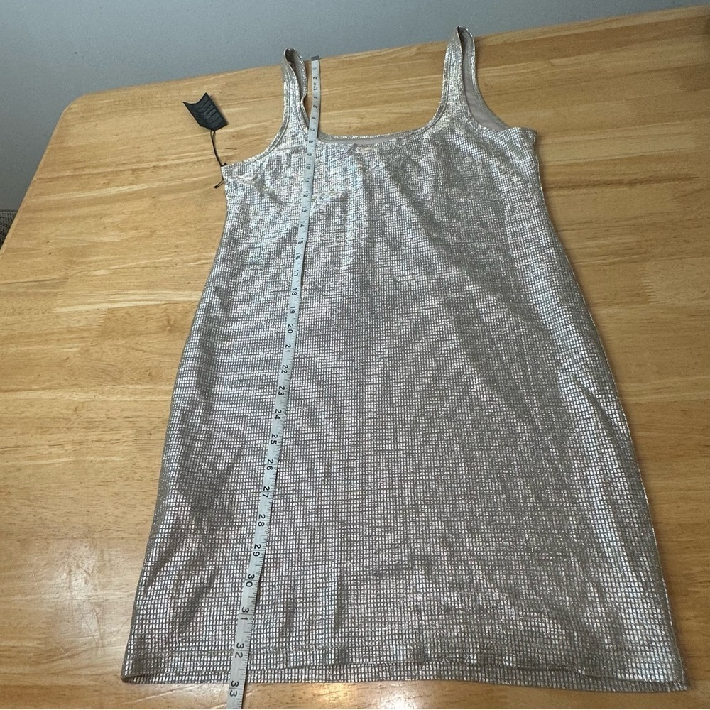 Forever 21 NWT Gold Silver Champagne Metallic shimmer Dress Medium M Bodycon - Picture 5 of 8